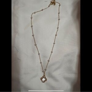 Elegant Gold, Pearl , & Clover Necklace